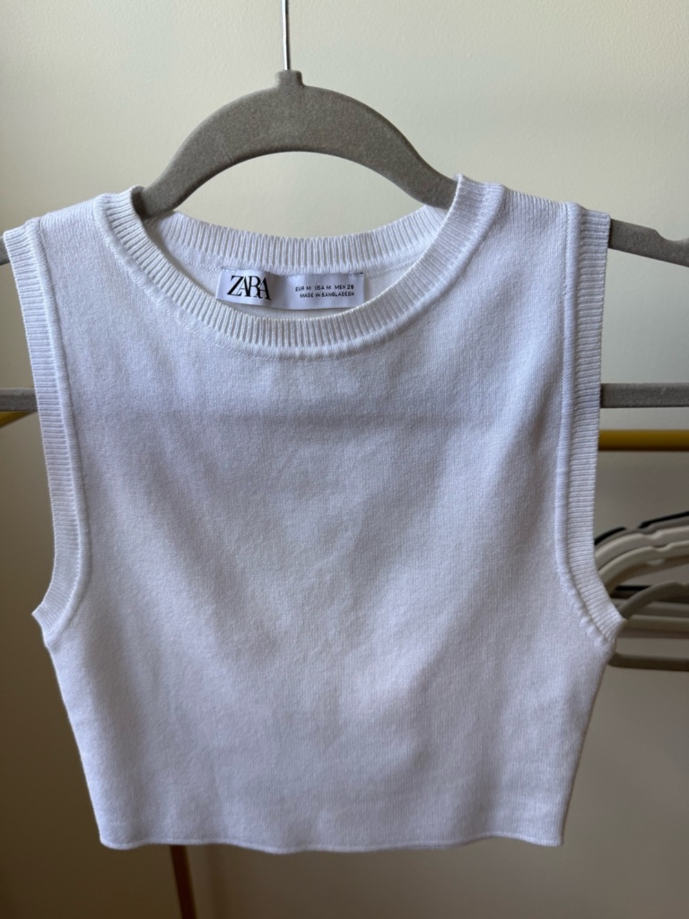 ZARA White Ribbed Sleeveless Crop Top